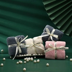 Coral Fleece Towel Soft Absorbent Face Cloth With Ribbon Bow For Wedding Party Favors Baby Shower Birthday Souvenir