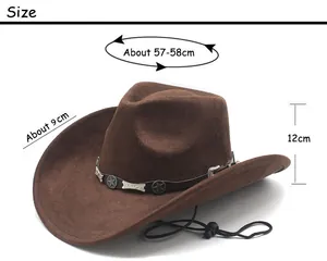 Size chart for dark brown suede fedora showing 9cm brim and 57-58cm circumference
