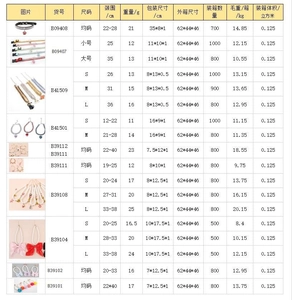Detailed size chart for adjustable pearl pet necklaces and collars for cats and dogs