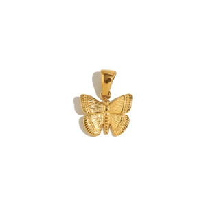 Polished 18K gold plated stainless steel butterfly charm pendant for DIY jewelry