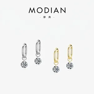 925 Sterling Silver Huggie Hoop Earrings With Round Cubic Zirconia Dangle Pendant Elegant Minimalist Jewelry For Women