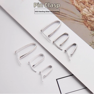 Detailed view of polished S925 sterling silver pinch bails with hallmark for DIY jewelry