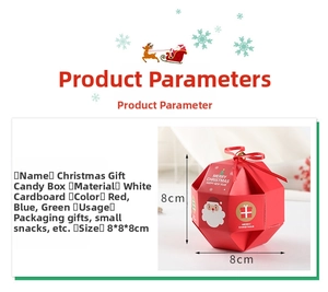 Detail view of red diamond shaped Christmas candy box with ribbon and 8x8x8cm dimensions