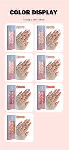 Guide détaillé des couleurs pour faux ongles French Amande en sept nuances de dégradé nude