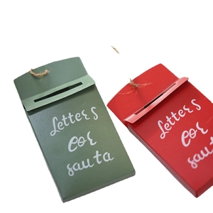 Retro metal mailbox Christmas tree ornaments in red and green with Letters for Santa print