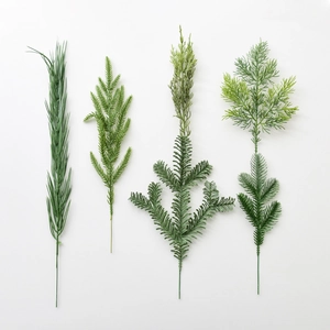 Artificial evergreen pine branches set for DIY Christmas wreaths and home greenery decor