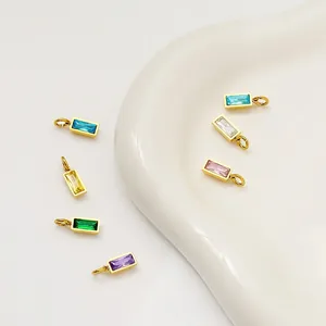 Pendentifs carrés en zircon et acier inoxydable doré 18K pour la création de bijoux