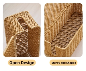 Detail of high-density rattan weave storage box with wide opening and sturdy structure