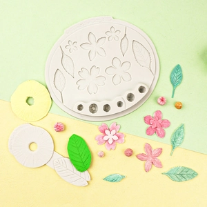 Silicone mold for 3D clay flowers and fondant petals on a bi-color background