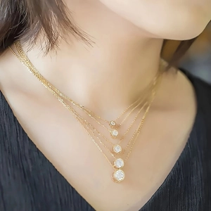 Minimalist Round Cut Zircon Pendant Necklace 18K Gold Plated Copper O-Chain Elegant Jewelry For Women