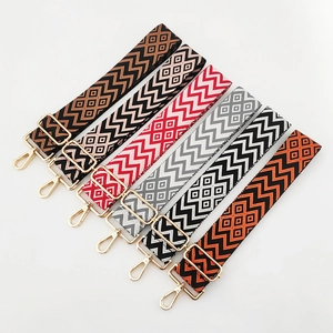 5cm colorful striped woven replacement bag straps with gold metal hardware adjusters