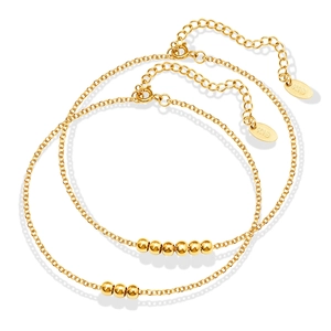 Anklet Titanium Steel 18K Gold Plated Minimalist Small Gold Beads Adjustable Chain Foot Jewelry For Women