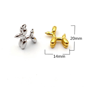 3D balloon dog pendants in gold and silver colors with 20mm height and 14mm length
