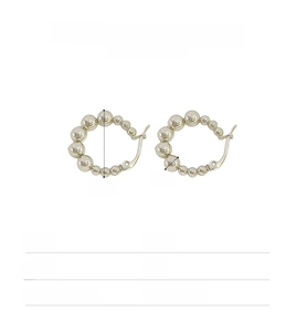 Detail view of 20mm stainless steel beaded hoop earrings with precise size dimensions