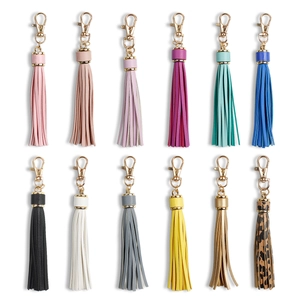 Tassel Keychain PU Leather Bag Charm With Metal Lobster Clasp Pendant Handbag Accessory For Women Girls Decorative