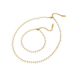 18K gold plated stainless steel jewelry set with chic tassel charms for beach wear