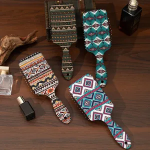 Bohemian Geometric Pattern Air Cushion Hairbrush ABS Scalp Massage Detangling Comb For Women Hair Care