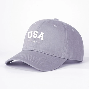 Casquette de baseball grise vintage USA avec broderie étoile et sangle réglable