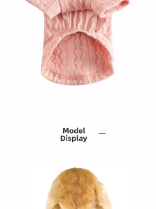Close-up of pink knit pet sweater showing cable knit texture and ribbed hem for small dogs