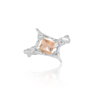 925 Sterling Silver Square Rhinestone Open Ring For Women Adjustable Star Geometric Luxury Fashion Jewelry Finger Ring Gift
