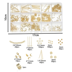 DIY sieraden maken set met 15-vaks opbergdoos, 18K goud en zilver vergulde onderdelen