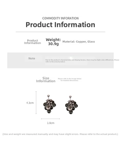 Detailed view of grape-shaped beaded earrings with dimensions 4.3cm by 1.8cm