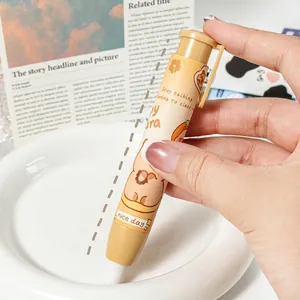 Lindo borrador retráctil de carpincho naranja para estudiantes con mecanismo de clic