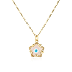 18K gold plated necklace featuring star pendant with enamel evil eye design