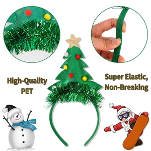 Green Christmas tree headband with glitter PET sequins and flexible high-elastic frame