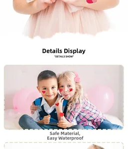 Waterproof heart temporary tattoos for kids with safe material for skin decoration