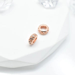 Rose gold plated spacers with white cubic zirconia for DIY jewelry making
