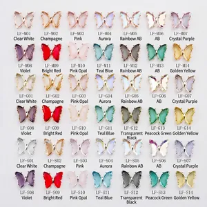 3D crystal butterfly nail art charms in Aurora aurora and matte finish, 42 colors