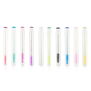 Disposable Eyelash Brush With Portable Tube Glitter Handle Mascara Wand Spoolie For Eyelash Extensions Eyebrow Grooming