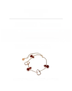 Detailed view of rose gold gourd bracelet with zircon inlay and product dimensions