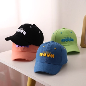 Kids baseball cap with moon embroidery and bunny ears in black pink blue and green