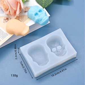 Skull shape silicone mold for DIY baking and crafts with detailed texture mapping