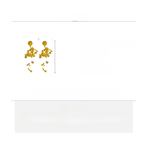 Detailed size and specification chart for yellow flower tassel earrings with silver needles