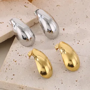 Waterdrop Shape Stainless Steel Stud Earrings Polished Teardrop Minimalist Light Luxury Versatile Jewelry For Women