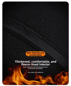 Close-up of thick fleece lining for warmth and thermal heat retention in winter caps