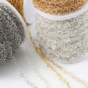 Hollow Star Link Chain Copper Material For Jewelry Making DIY Necklaces Bracelets Accessory Crafting Metal Plated Color