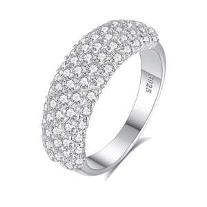 Sparkling S925 sterling silver pave ring with multi-row cubic zirconia stones