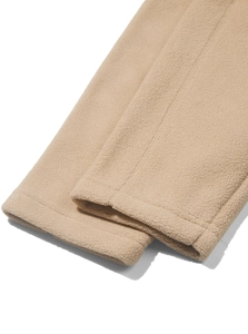 Detailed macro view of khaki fleece sweatshirt cuffs showing premium fabric texture
