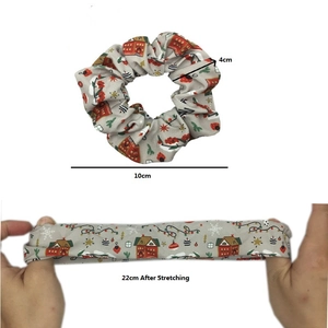 Christmas cottage pattern fabric scrunchie with 10cm diameter and high elasticity