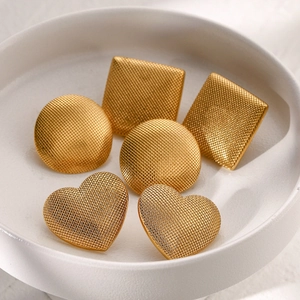 Vintage Legierung Gold Geometrische Creolen Ohrstecker Für Damen Herz Quadratisch Rund Geprägte Gitterstruktur Retro Schmuck