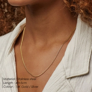 Classic 14K gold plated stainless steel Cuban link necklace for men and women