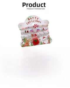 Christmas kids bracelet set features colorful beads and festive holiday charms with sizing info