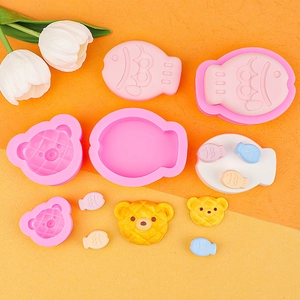 Stampo in silicone rosa per torte a forma di orso e pesce e artigianato fai-da-te