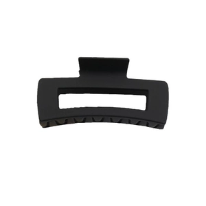 Matte black rectangular hollow hair claw clip with frosted finish for thick hair