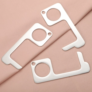 304 Stainless Steel Non Contact Door Opener Tool EDC Safety Touchless Key Chain Hook For Public Surface Elevator
