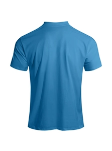 Detail view of the sky blue short-sleeve T-shirt back with high-quality fabric texture